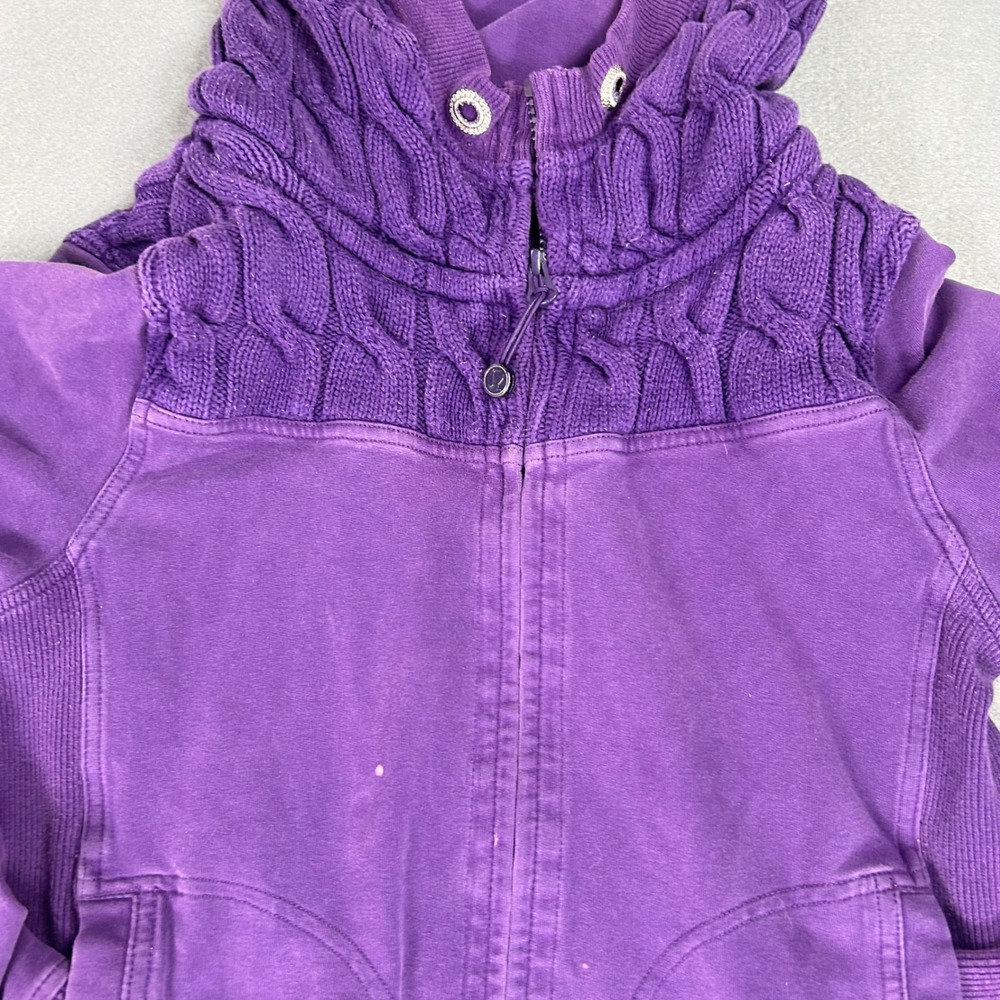 Lululemon Scuba Full Zip Hoodie Cable Knit Purple Size 6 Thumbhole Hiking Jacket - Picture 4 of 13